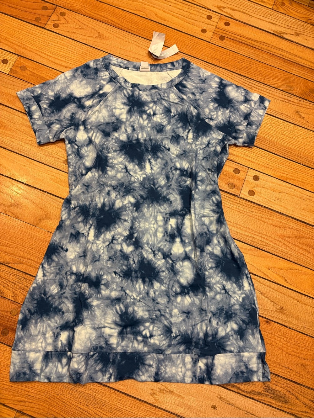 Chico's Blue Tie-Dye Short Sleeve sweatshirt dress XL 16 new W tags